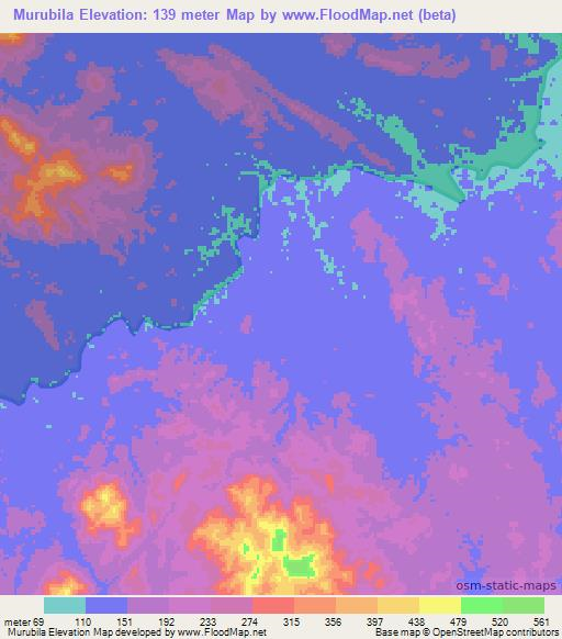 Murubila,Nicaragua Elevation Map