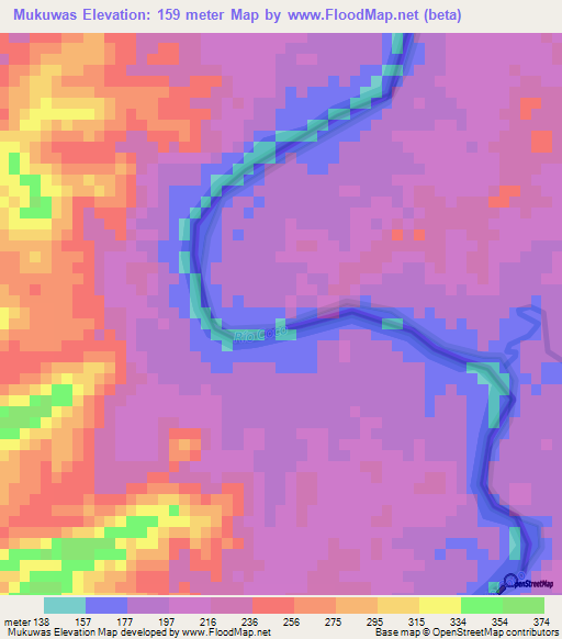 Mukuwas,Nicaragua Elevation Map