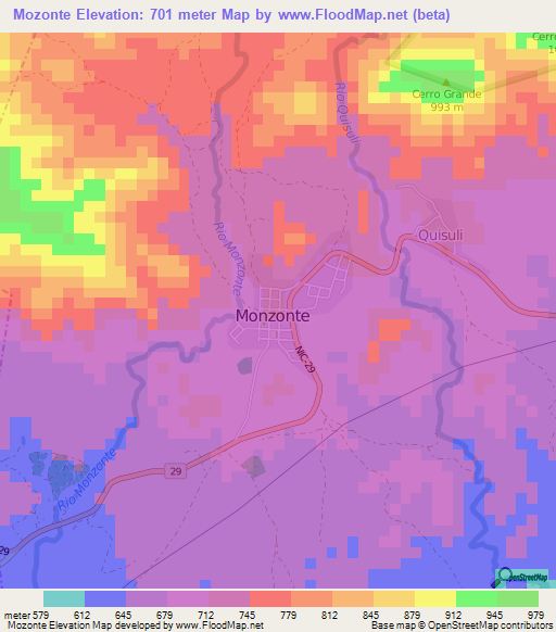 Mozonte,Nicaragua Elevation Map