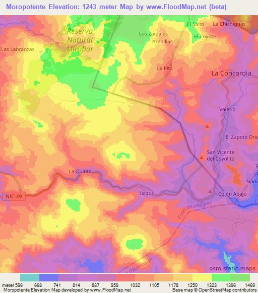 Moropotente,Nicaragua Elevation Map