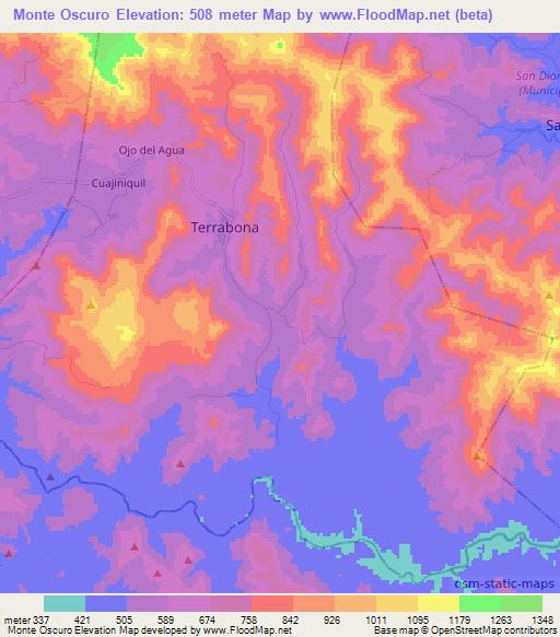 Monte Oscuro,Nicaragua Elevation Map