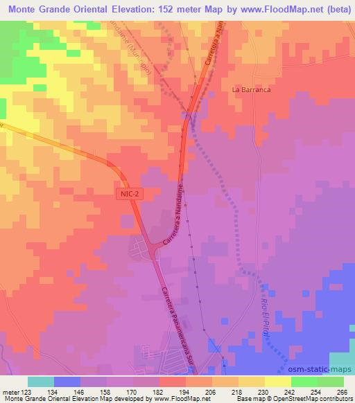 Monte Grande Oriental,Nicaragua Elevation Map