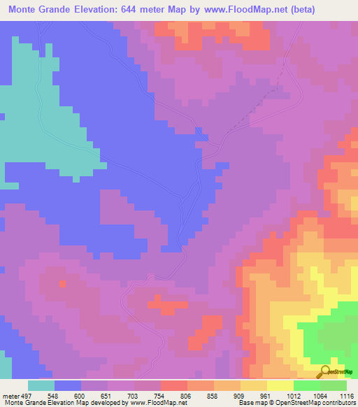 Monte Grande,Nicaragua Elevation Map