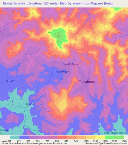 Monte Grande,Nicaragua Elevation Map