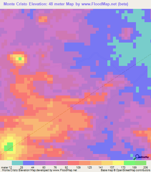 Monte Cristo,Nicaragua Elevation Map