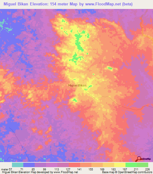Miguel Bikan,Nicaragua Elevation Map
