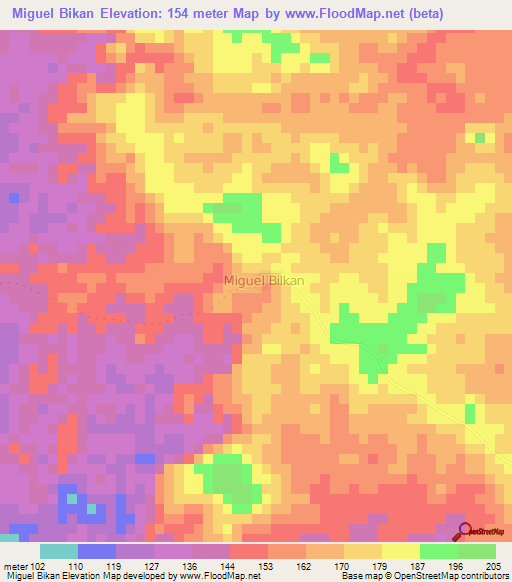 Miguel Bikan,Nicaragua Elevation Map
