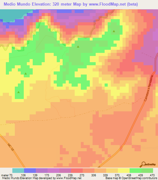 Medio Mundo,Nicaragua Elevation Map