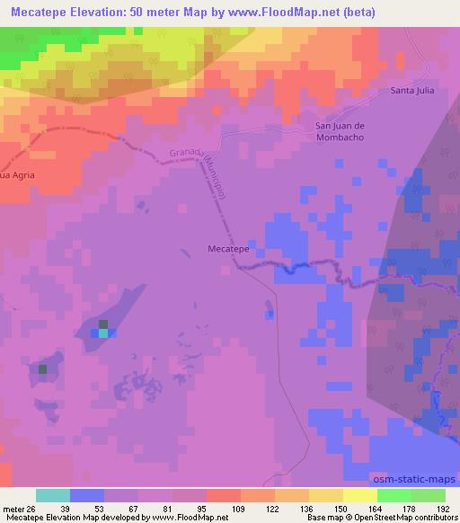 Mecatepe,Nicaragua Elevation Map