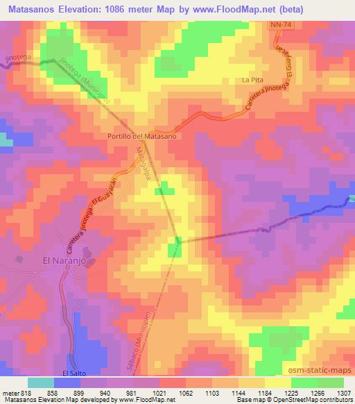 Matasanos,Nicaragua Elevation Map