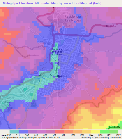 Matagalpa,Nicaragua Elevation Map