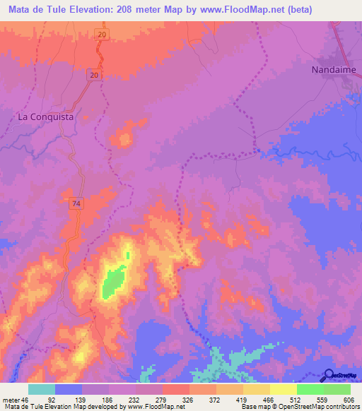 Mata de Tule,Nicaragua Elevation Map