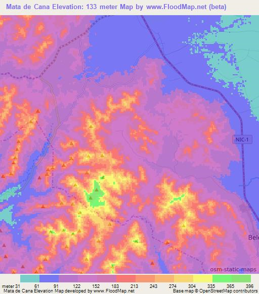 Mata de Cana,Nicaragua Elevation Map