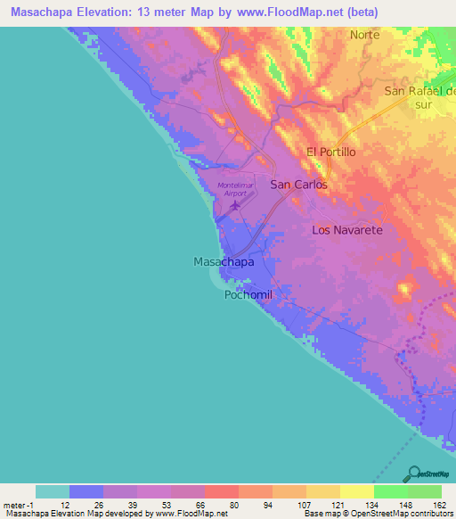 Masachapa,Nicaragua Elevation Map