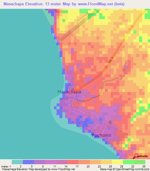 Masachapa,Nicaragua Elevation Map