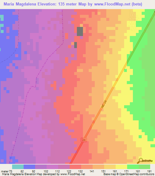 Maria Magdalena,Nicaragua Elevation Map