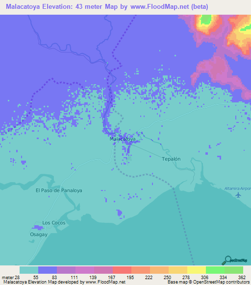 Malacatoya,Nicaragua Elevation Map