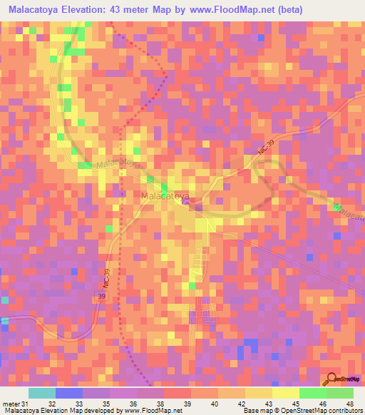 Malacatoya,Nicaragua Elevation Map