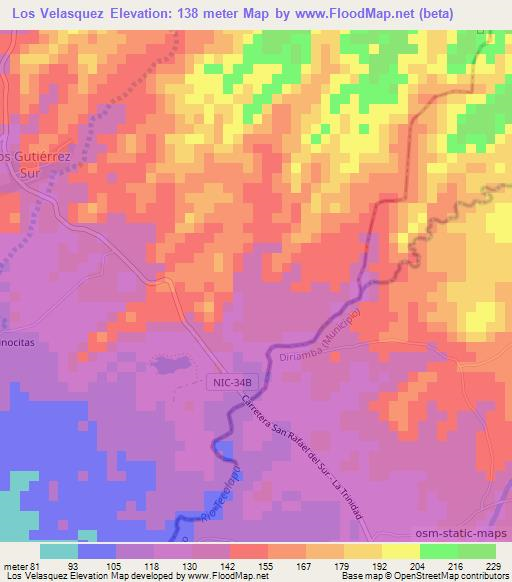 Los Velasquez,Nicaragua Elevation Map