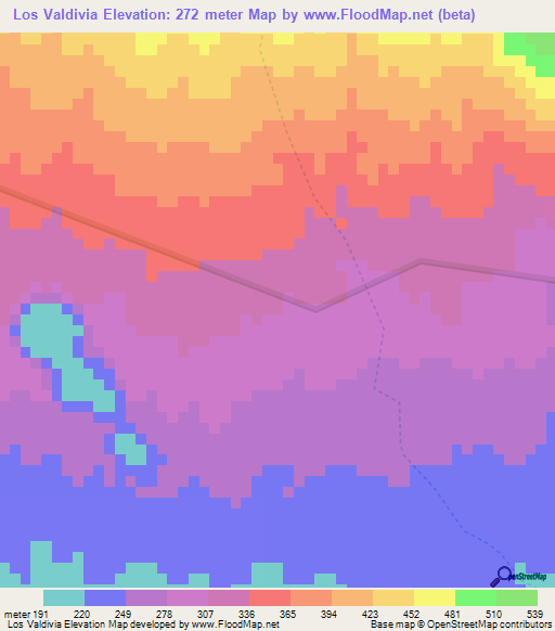 Los Valdivia,Nicaragua Elevation Map