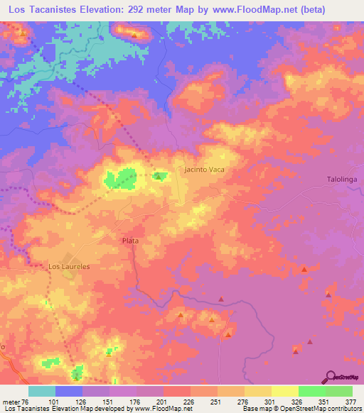 Los Tacanistes,Nicaragua Elevation Map
