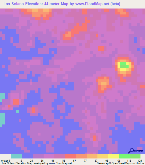 Los Solano,Nicaragua Elevation Map