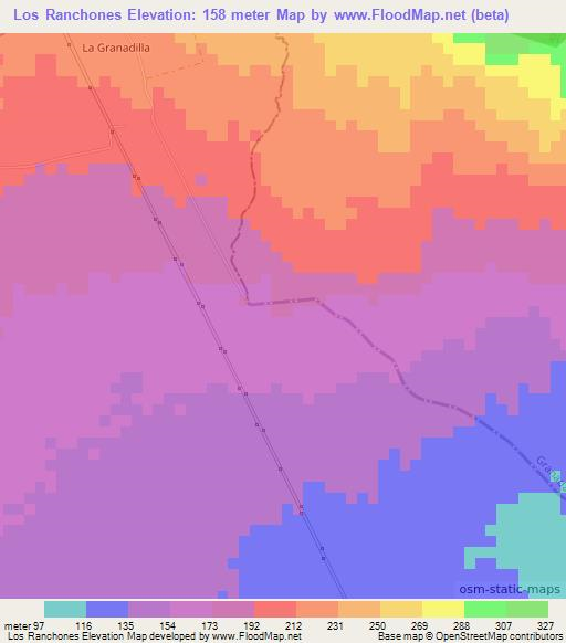 Los Ranchones,Nicaragua Elevation Map