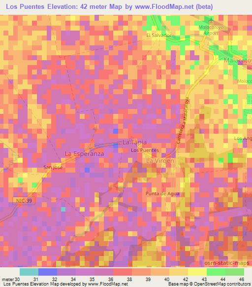 Los Puentes,Nicaragua Elevation Map