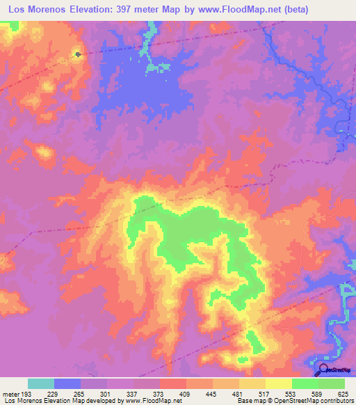 Los Morenos,Nicaragua Elevation Map