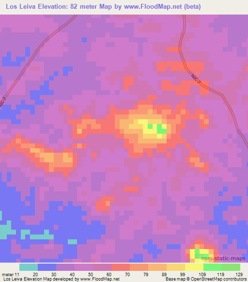 Los Leiva,Nicaragua Elevation Map