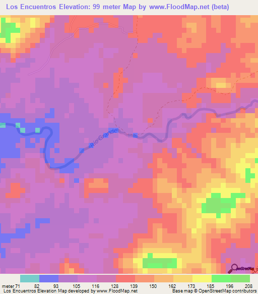 Los Encuentros,Nicaragua Elevation Map