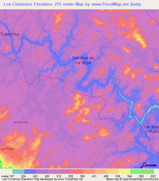 Los Cimientos,Nicaragua Elevation Map