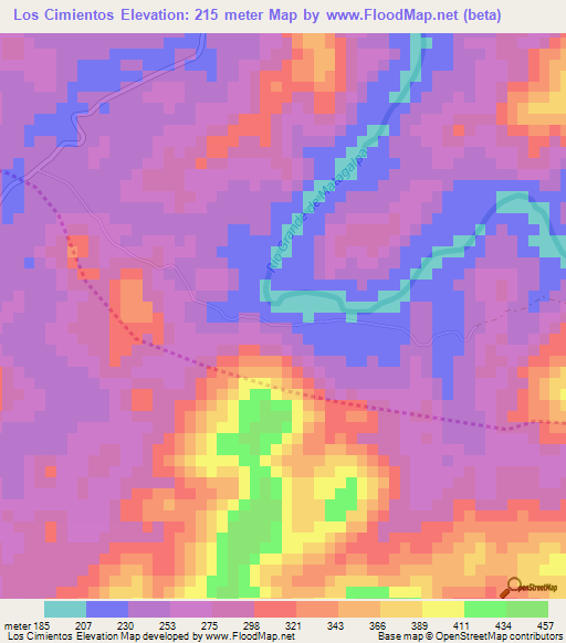 Los Cimientos,Nicaragua Elevation Map