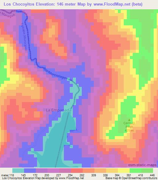 Los Chocoyitos,Nicaragua Elevation Map