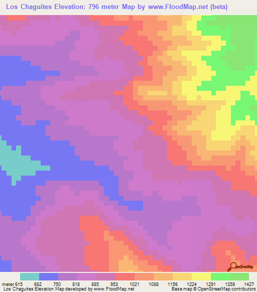 Los Chaguites,Nicaragua Elevation Map