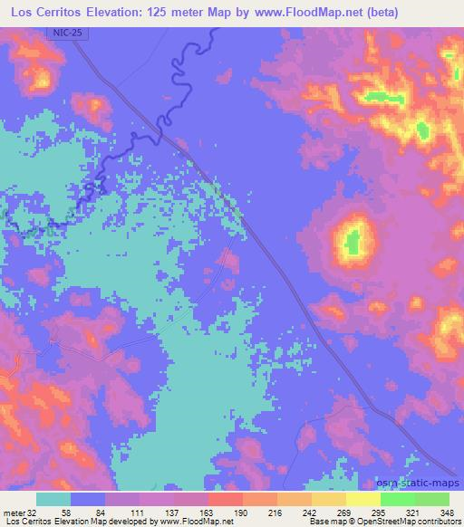 Los Cerritos,Nicaragua Elevation Map