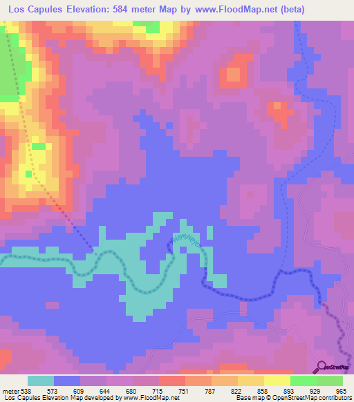 Los Capules,Nicaragua Elevation Map