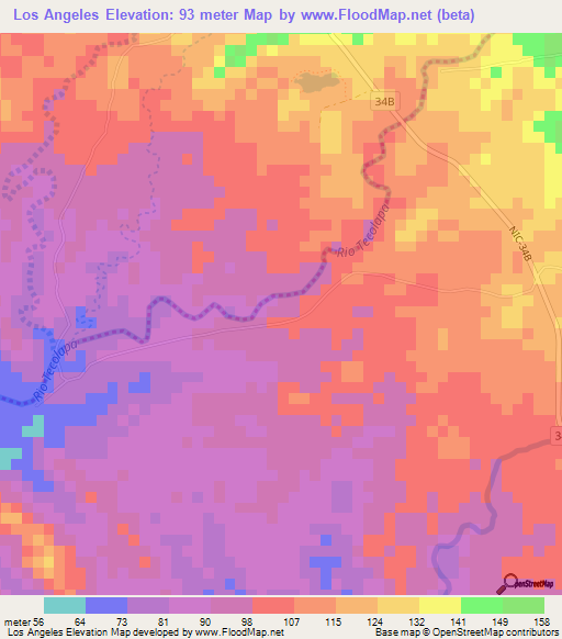 Los Angeles,Nicaragua Elevation Map