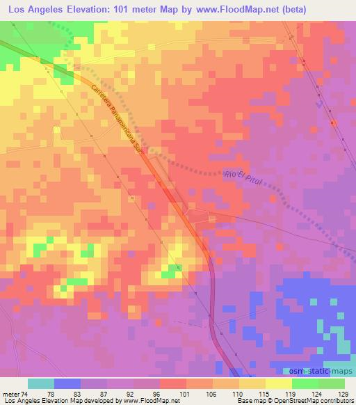 Los Angeles,Nicaragua Elevation Map