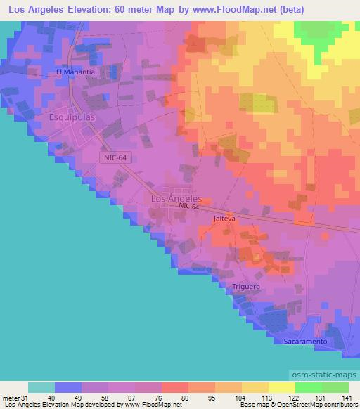 Los Angeles,Nicaragua Elevation Map