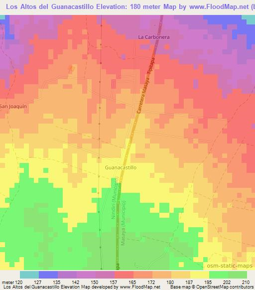 Los Altos del Guanacastillo,Nicaragua Elevation Map