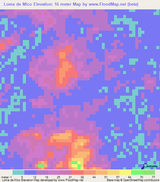 Loma de Mico,Nicaragua Elevation Map