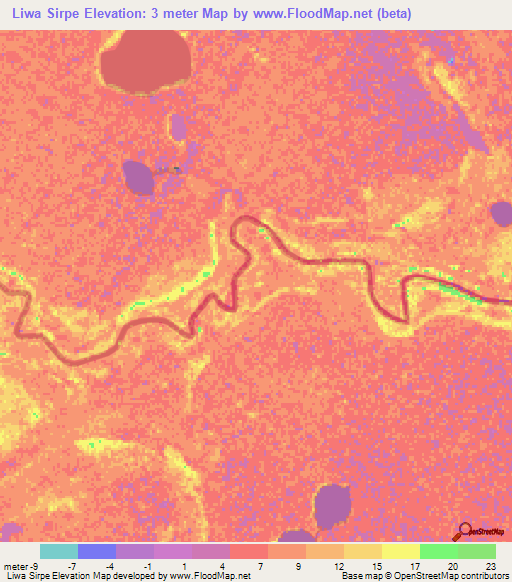Liwa Sirpe,Nicaragua Elevation Map
