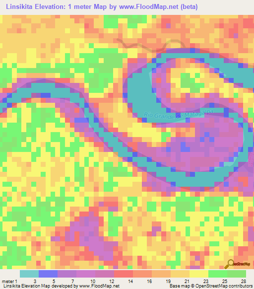 Linsikita,Nicaragua Elevation Map