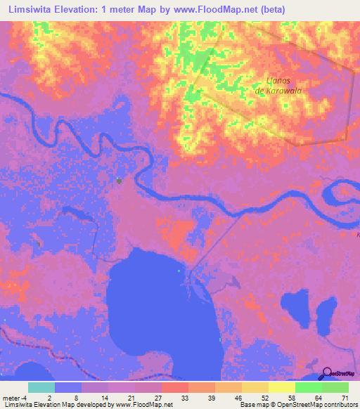 Limsiwita,Nicaragua Elevation Map