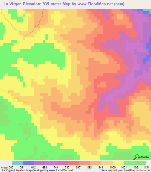 La Virgen,Nicaragua Elevation Map