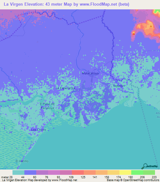 La Virgen,Nicaragua Elevation Map