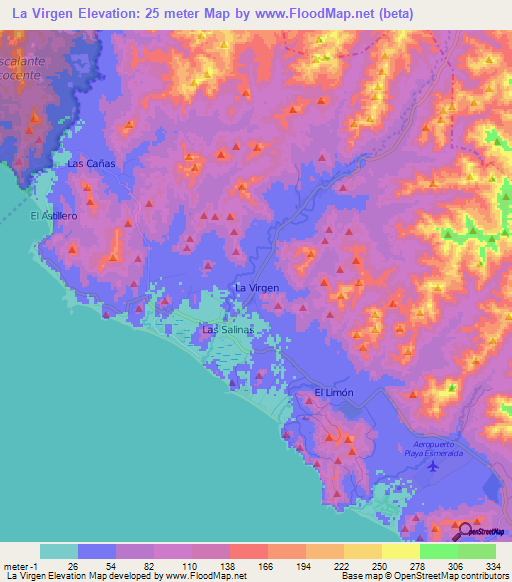 La Virgen,Nicaragua Elevation Map