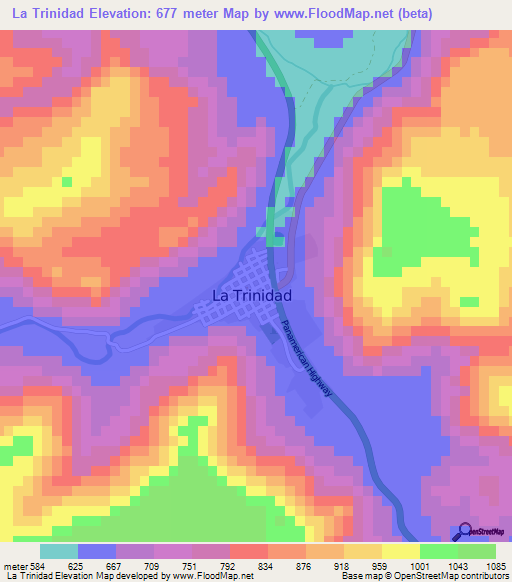 La Trinidad,Nicaragua Elevation Map