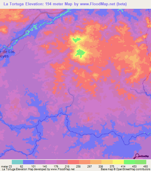 La Tortuga,Nicaragua Elevation Map